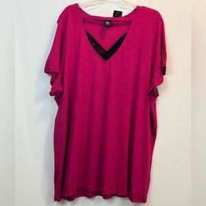 NWT TORRID Lace Detail Cutout Tee Rose Pink Plus Size 4 Short Sleeve Top NEW